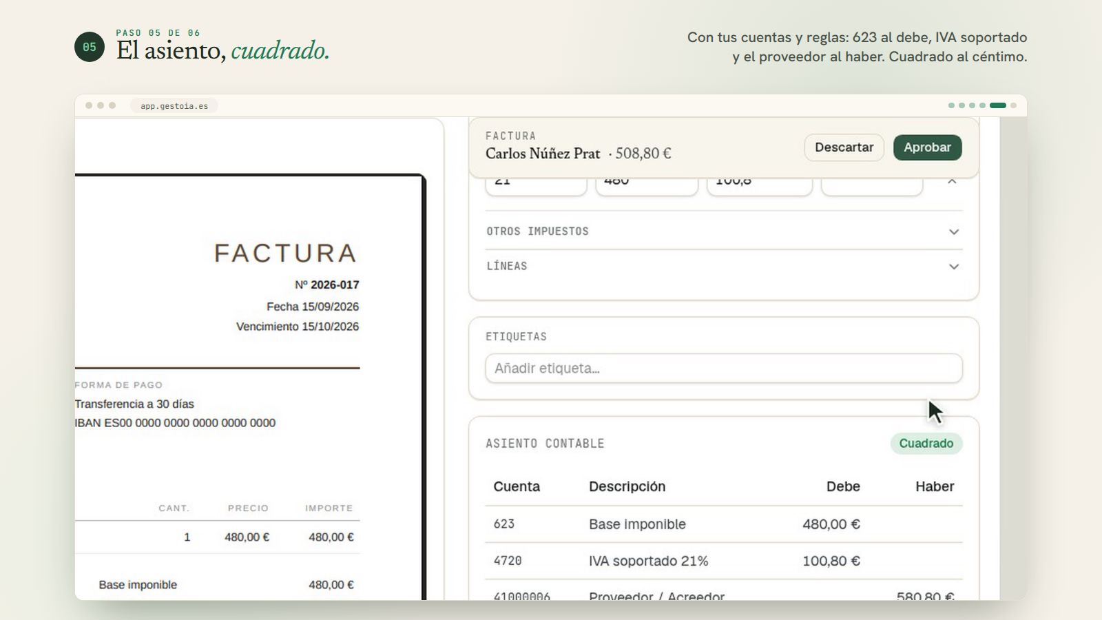GestorIA por dentro: facturas que llegan por email, lectura con IA, validación en lote, corrección, asiento y exportación a a3ASESOR